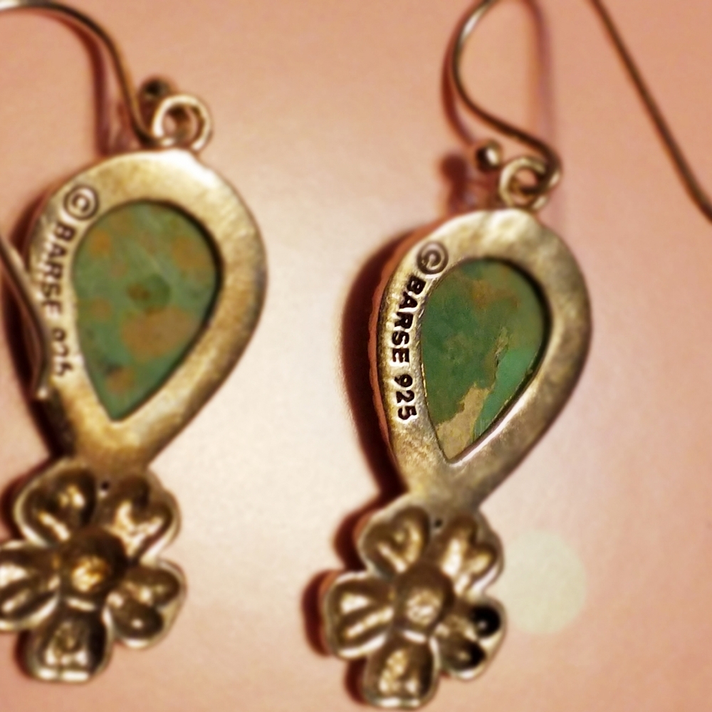 Studio Barse Turquoise and Silver Floral Earrings - Picture 2 of 2